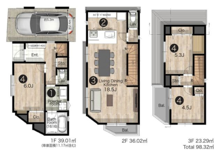  �y�Ԏ�}�z�L�X18�����r���O�ɉ����A���Ԃ��\��3LDK�v�����B�Ƒ��������Ă���Ƃ����������A��炵�₷�����l�����Ԏ��ł��B