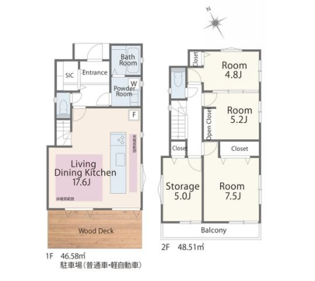  �y�Ԏ�}�z�Ƒ������K�ɕ�点��3LDK�{S�^�C�v�B�[���̋��Z��ԂƖL�x�Ȏ��[�ŁA���C�t�X�^�C���ɍ��킹���g�������y���߂܂��B