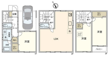  �Ƒ��̎��Ԃƃv���C�x�[�g�𗼗��ł���3LDK�B���r���O�Ɏ��R�ƏW�܂�Ȃ�����A���ꂼ��̋��ꏊ���؂ɂł���Ԏ��ł��B