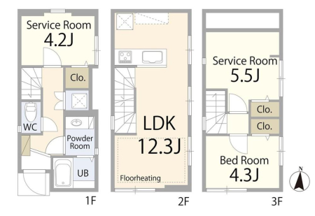  6280���~�A1LDK+2S�i�[�ˁj�A�y�n�ʐ�33.45m2�A�����ʐ�64.58m2 �y�Ԏ�}�z  �Ƒ��̎��Ԃƃv���C�x�[�g�𗼗��ł���Ԏ��B  ���r���O�Ɏ��R�ƏW�܂�Ȃ�����A���ꂼ��̋��ꏊ���؂ɂł���Ԏ��ł��B