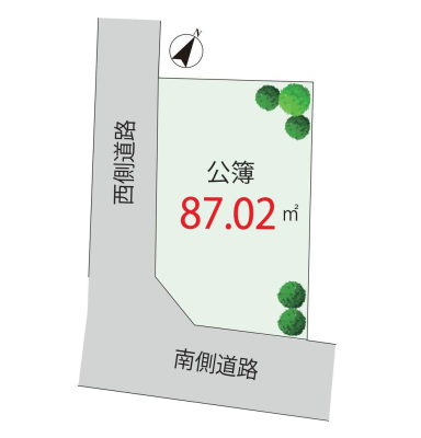 ���} �y�n���i5180���~�A�y�n�ʐ�87.02m2 �y���}�z  ������p�n�������炷�D�ꂽ�̌��ƒʕ��B�������Ƃ����J�����ɕ�܂�A�㎿�ȓ����������Z���ł��B