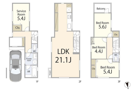  �Ԏ��(A��)�A���i5280���~�A3LDK+S�A�y�n�ʐ�60.6m2�A�����ʐ�109.92m2