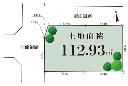 ���} �y�n���i1��3980���~�A�y�n�ʐ�112.93m2 �y���}�z  �J�������ӂ��p�n�ɁA��Ƃ��34�؁B�L���̗����������Z���Ŋ�����A�Ƒ��̗��z���l�ߍ��񂾏Z�܂��Â���B