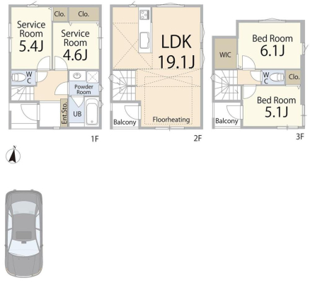  �Ԏ��(B����)�A���i5980���~�A2LDK+2S�A�y�n�ʐ�70.04m2�A�����ʐ�93.84m2