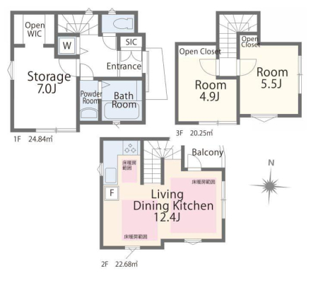  5280���~�A2LDK+S�i�[�ˁj�A�y�n�ʐ�44.88m2�A�����ʐ�67.77m2 �y�Ԏ�}�z  ���[�⏑�ւɂ��g����T�[�r�X���[���������2SLDK�B�v�w�ӂ���̕�炵��A���ꂩ��Ƒ�����������ɂ��҂�����̊Ԏ��B