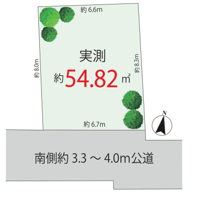 ���} �y�n���i5680���~�A�y�n�ʐ�54.82m2 �y���}�z  �쑤���H�ɖʂ����J�������ӂ�闧�n�B�z���ɕ�܂�A�����S�n�悭�ʂ蔲���閾�邢�Z�܂��ł��B