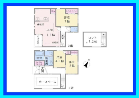  1��280���~�A1LDK+2S�i�[�ˁj�A�y�n�ʐ�69.93m2�A�����ʐ�93.26m2 �y�Ԏ�}�z  ���[�⏑�ւɂ��g����T�[�r�X���[���������2S1LDK�B�v�w�ӂ���̕�炵��A���ꂩ��Ƒ�����������ɂ��҂�����̊Ԏ��B