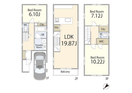  8980���~�A3LDK�A�y�n�ʐ�63.81m2�A�����ʐ�118.18m2 �y�Ԏ�}�z