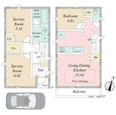  7480���~�A1LDK+2S�i�[�ˁj�A�y�n�ʐ�94.09m2�A�����ʐ�70.25m2 �y�Ԏ�}�z  ���[�⏑�ւɂ��g����T�[�r�X���[���������2SLDK�B�v�w�ӂ���̕�炵��A���ꂩ��Ƒ�����������ɂ��҂�����̊Ԏ��B