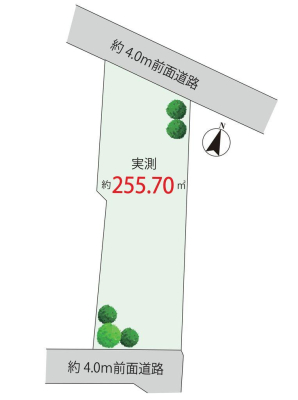 ���} �y�n���i1��9800���~�A�y�n�ʐ�255.7m2 �y���}�z  ���ʓ��H�ɖʂ����J�������ӂ�闧�n�B�z���ɕ�܂�A�����S�n�悭�ʂ蔲���閾�邢�Z�܂��ł��B