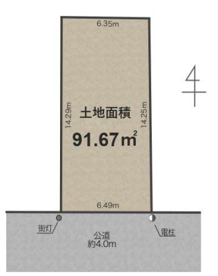  1��6880���~�A4LDK�A�y�n�ʐ�91.67m2�A�����ʐ�161.59m2 ���}