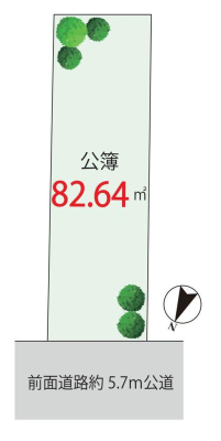 ���} �y�n���i1��2000���~�A�y�n�ʐ�82.64m2 �y���}�z  ���`�n�Ȃ�ł͂̎g���₷�������͂�82m2���̓y�n�B�Ԏ����l���₷���A��炵�₷���Ɍq���闘�֐��̍������ł��B